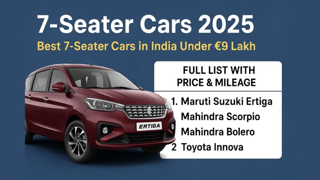 Best 7-Seater Cars in India 2025 Under ₹9 Lakh – Full List with Price & Mileage